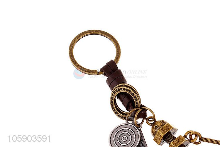 Best selling robot alloy pendant key chain leather key ring