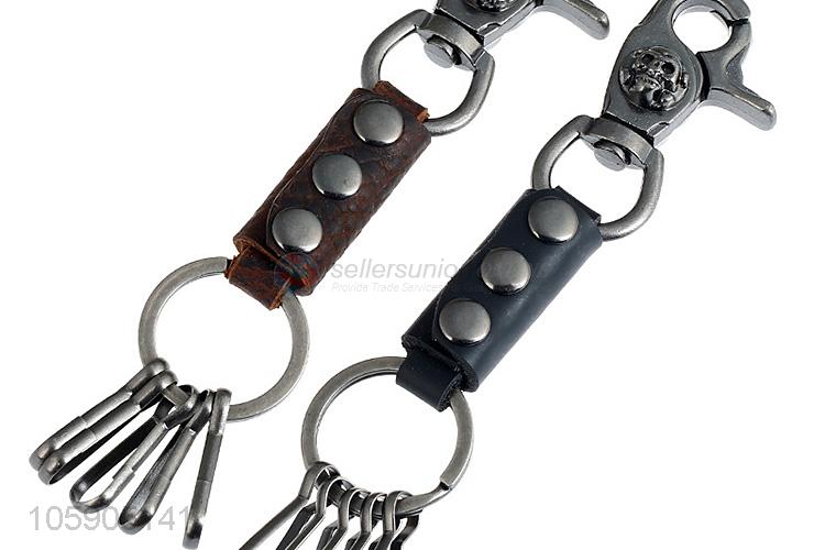 Promotional custom leather key chain with multi hooks