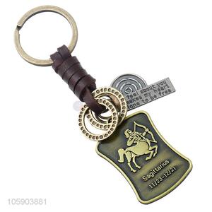 China manufacturer personalized alloy pendant retro shield leather key chain