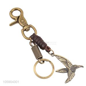 Cheap new weave leather key chain with retro eagle charms