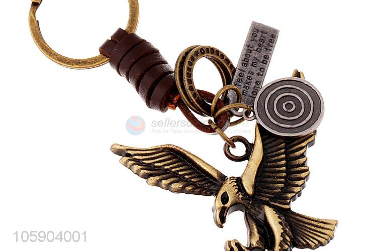 Wholesale cheap personalized alloy pendant retro eagle leather key chain