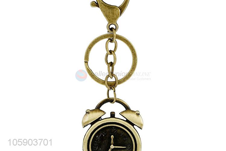 Bottom price key chain with retro alarm clock charms