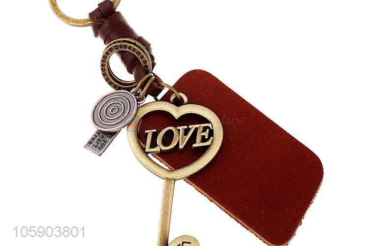 Cheap new personalized alloy pendant retro wing leather key chain