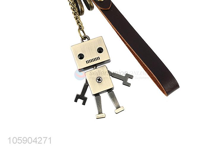 Best sale robot alloy pendant key chain leather key ring