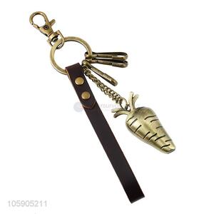 Latest design retro alloy carrot pendant leather key chain