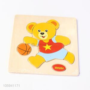 Good Quanlity Cartoon Bear Pattern Educational 3D Wood Puzzle for Baby