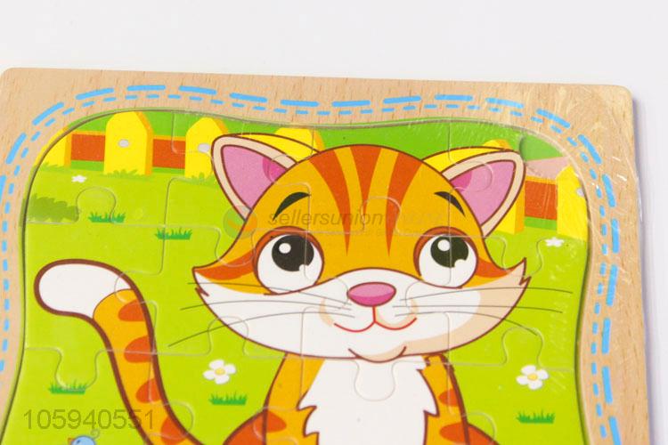 Direct Factory Cartoon Cat Baby Toys Cute Wooden Puzzle