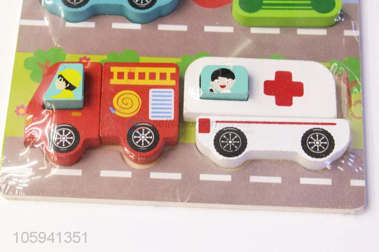 Popular Promotional Cartoon Car Wooden DIY Jigsaw 3D Puzzle for Kids