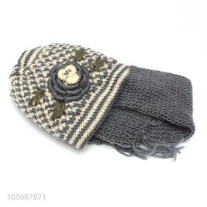 Premium wholesale winter warm knitted hat and scarf set