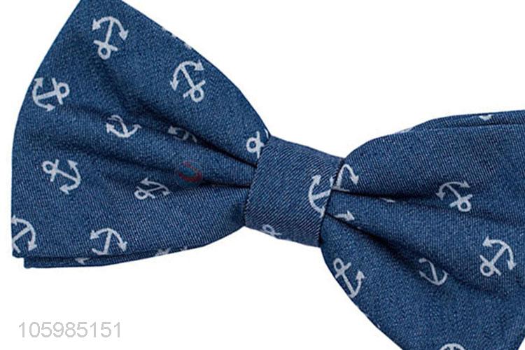 Customized cheap men's bow tie anchor print bow tie