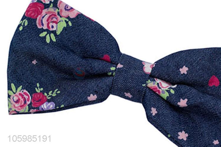 Latest design flower printed 100% cotton men bow tie