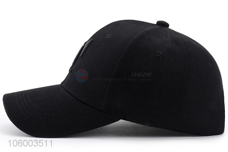 Hot sale metal buckle letter embroidery cotton black baseball caps