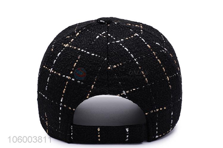 Wholesale outdoor cotton plaid earmuffs baseball cap for man