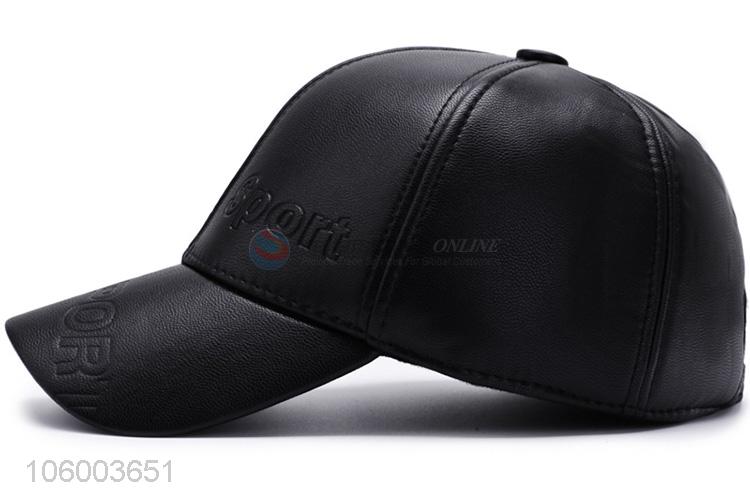 High quality men's outdoor warm pu earmuffs baseball cap