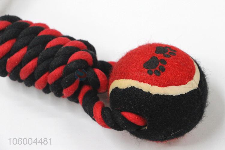 High sales cotton rope dog toy with tennis ball chew pet toy