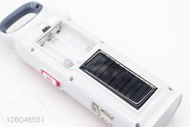 New plastic led rechargeable flashlight with solar power and usb port