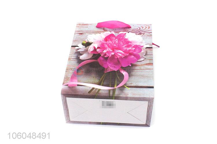 Best Sale Flower Pattern Paper Gift Bag With Handle