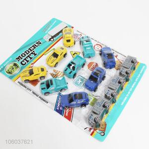 Lowest price 12pcs kids cartoon plastic mini car toy set