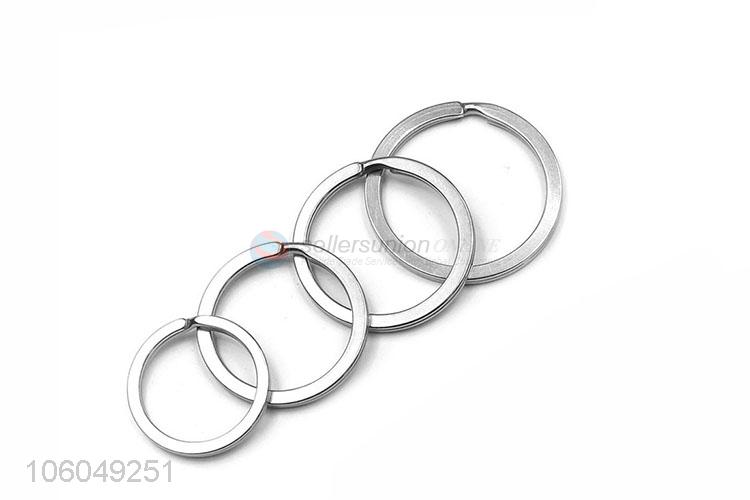 Low price round flat alloy split keyring key holder