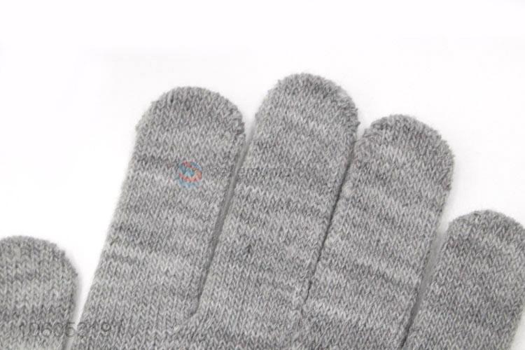 Hot selling knitted five finger gloves winter warm acrylic gloves