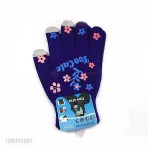 Factory price warm knitted gloves acrylic screen touch gloves