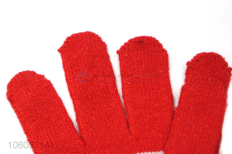 Top selling red touch screen knit warm gloves