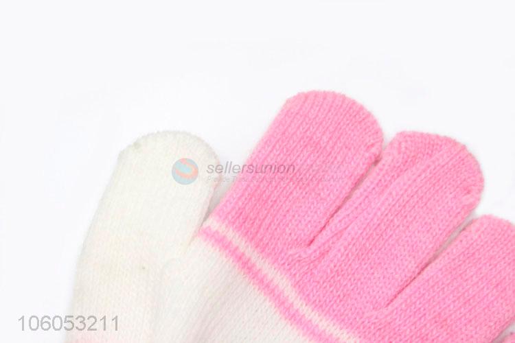 Fashionable winter warm acrylic children knitted gloves