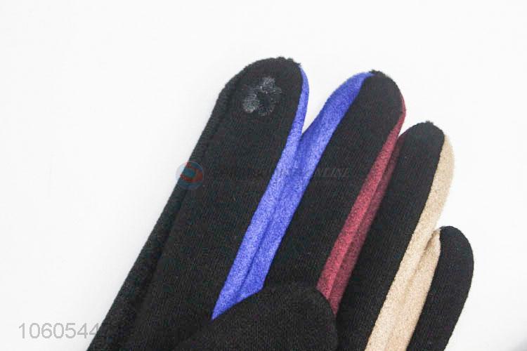 Newest Velvet Lining Pompon Ball Touch Screen Gloves For Women