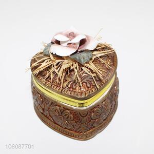 Factory direct ceramic jewelry box & trinket box with flower design