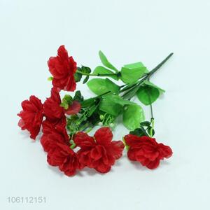 Hot sale decorative 7 heads artificial red camellia flower