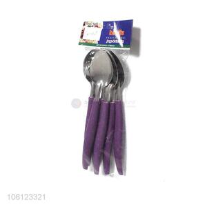 Wholesale 6pcs stainless iron spoon with plastic handle