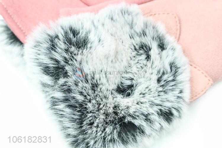 Wholesale Soft Fur Gloves Fashion Wool Gloves For Women