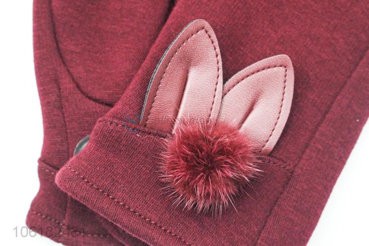 Cute Rabbit Ears Winter Warm Gloves For Women