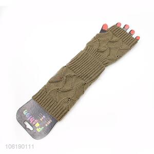 China Supply Fashion Lady Winter Wrist Arm Warmer Knitted Long Gloves