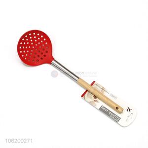 Food Grade Silicone Slotted Spoon With Oak Wood Handle