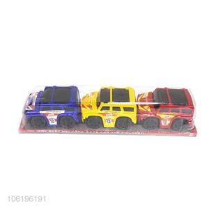 Cheap 3pcs inertial toy vehicle car in pvc box for kids gift