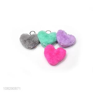 Cute design soft faux rabbit fur heart key chain