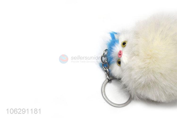 High quality fluffy keyring pompom cat key chain