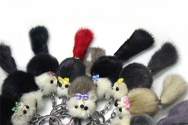 China suppliers fox shaped faux fur pompom key ring