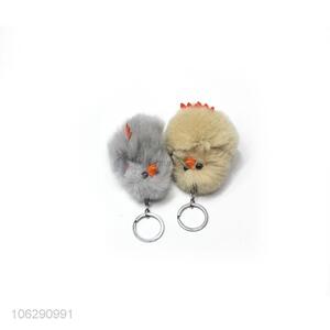 China maker soft faux rabbit fur duck key chain