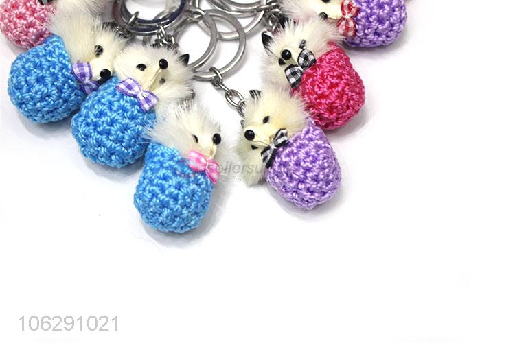 Hot selling fluffy keyring pompom fox key chain