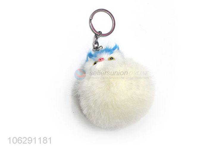 High quality fluffy keyring pompom cat key chain