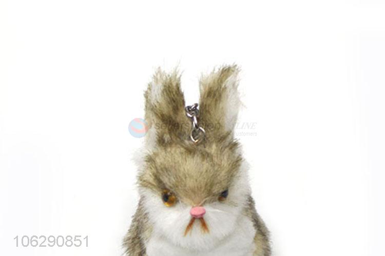 Delicate style faux fur rabbit design pompom keychain