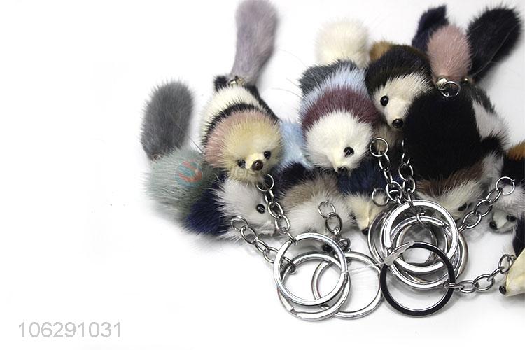 Premium quality soft faux rabbit fur fox key chain