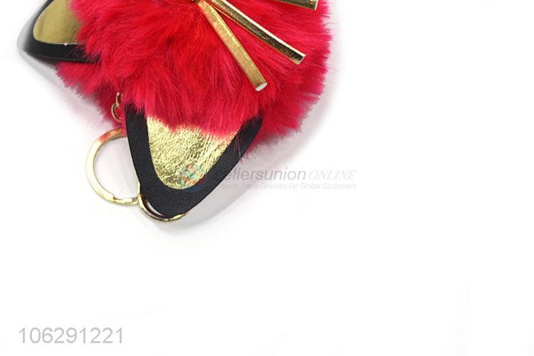 Recent design fluffy keyring pompom cat key chain