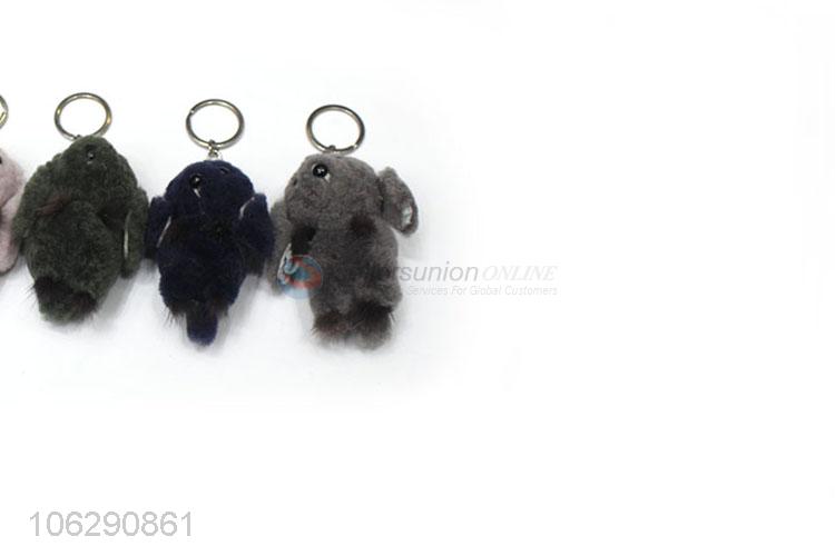 Beautiful style fluffy keyring pompom rabbit key chain