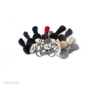 China suppliers fox shaped faux fur pompom key ring