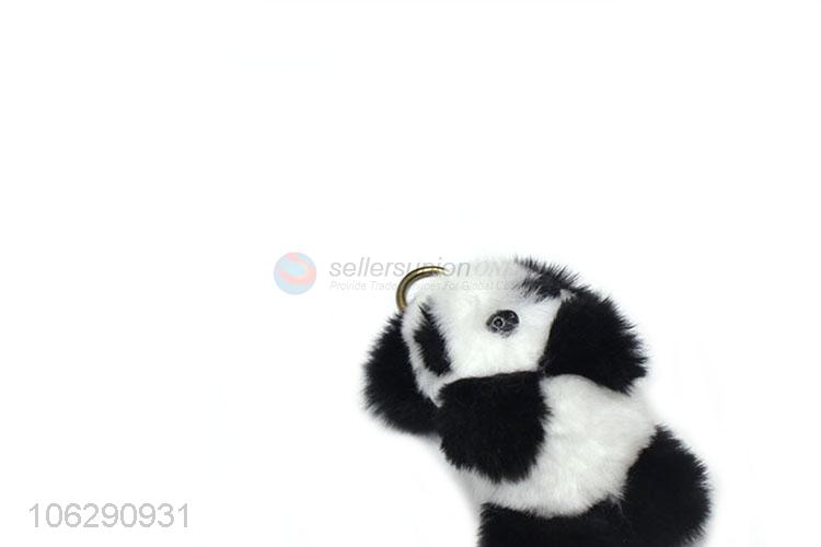 Bulk price faux fur panda design pompom keychain