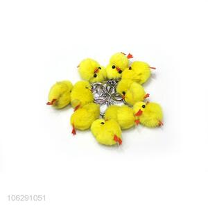 Excellent quality faux fur yellow duck pompom keychain