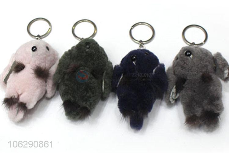 Beautiful style fluffy keyring pompom rabbit key chain